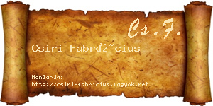 Csiri Fabrícius névjegykártya